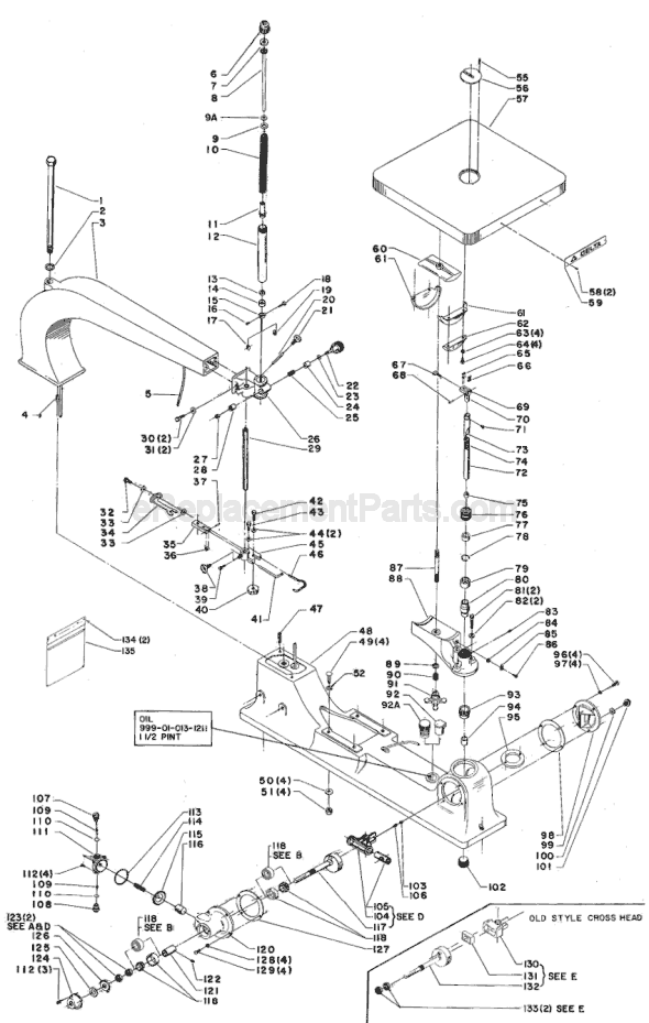 Page A Diagram and Parts List for 40-211 Type 1 Delta Scroll Saw