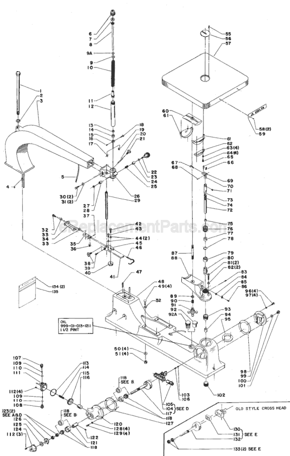 Page A Diagram and Parts List for 40-313 Type 1 Delta Scroll Saw