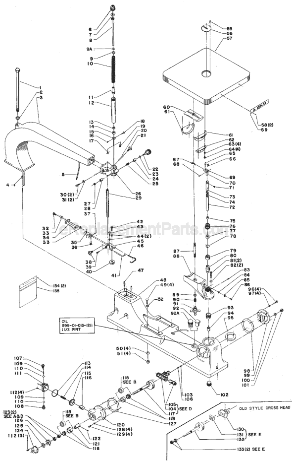 Page A Diagram and Parts List for 40-440 Type 1 Delta Scroll Saw