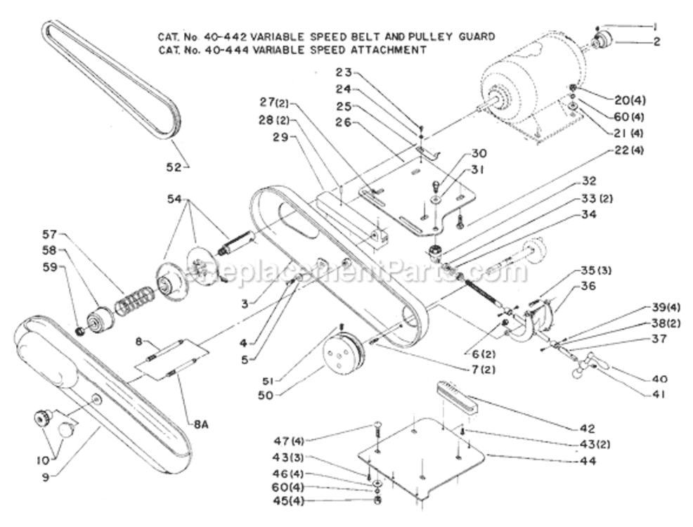Page A Diagram and Parts List for 40-442 Type 1 Delta Table Saw Accessories