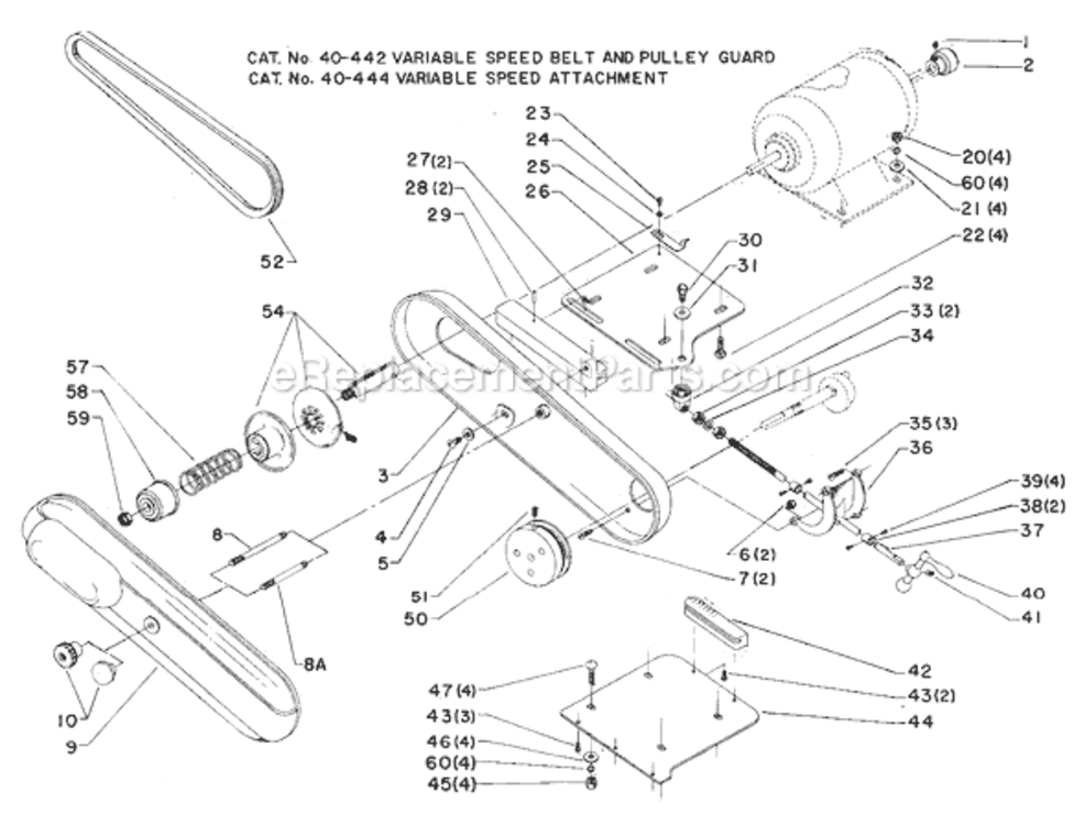 Page A Diagram and Parts List for 40-444 Type 1 Delta Table Saw Accessories