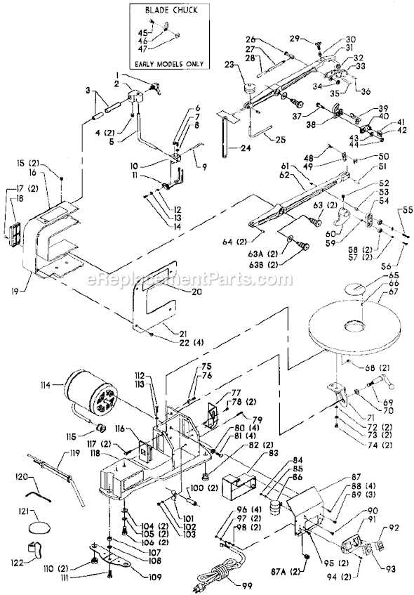 Page A Diagram and Parts List for 40-560 Type 2 Delta Scroll Saw