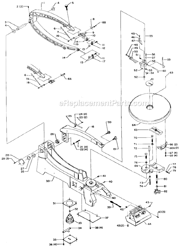 Page A Diagram and Parts List for 40-601 Type 1 Delta Scroll Saw