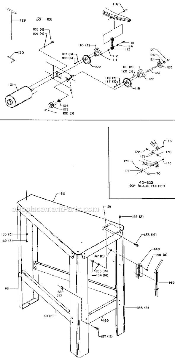 Page B Diagram and Parts List for 40-601 Type 1 Delta Scroll Saw