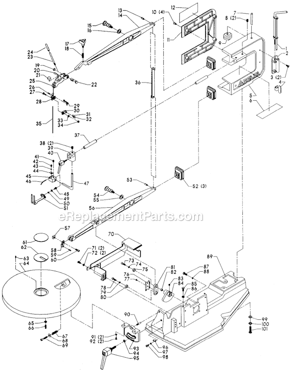 Page A Diagram and Parts List for 40-640 Type 2 Delta Scroll Saw