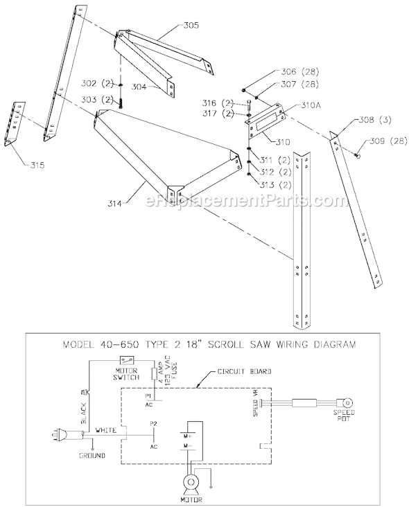 Page C Diagram and Parts List for 40-650 Type 2 Delta Scroll Saw
