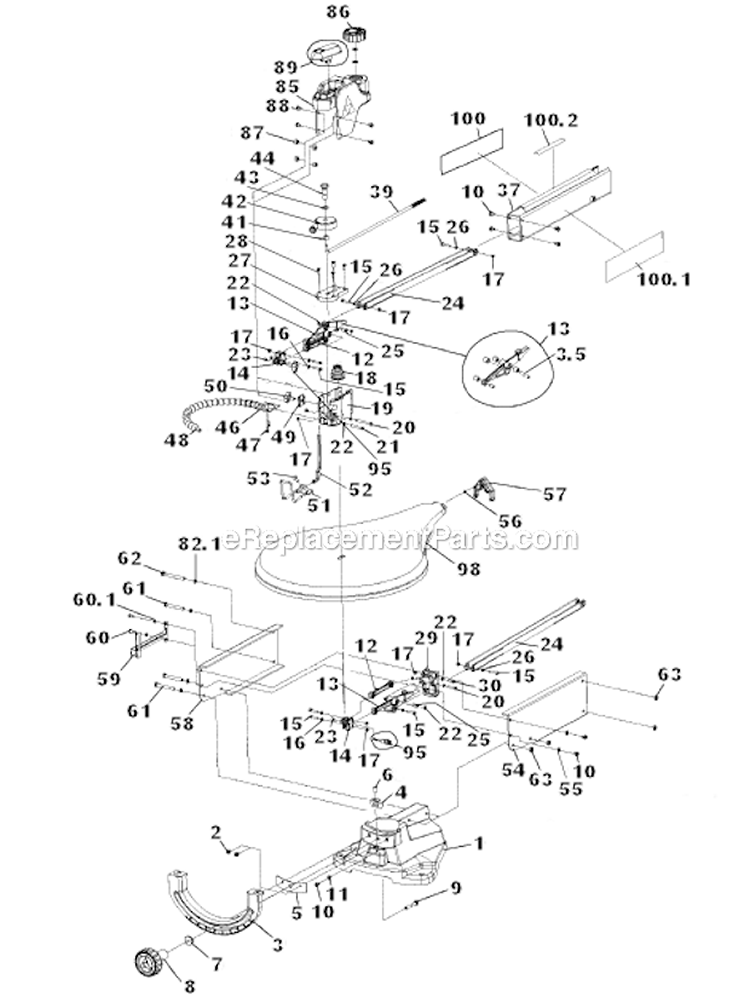 Page A Diagram and Parts List for 40-695 Type 1 Delta Scroll Saw