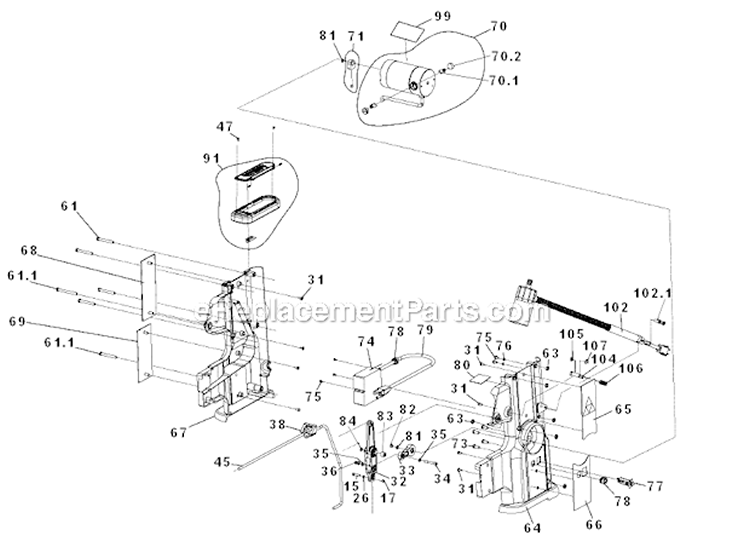 Page B Diagram and Parts List for 40-695 Type 1 Delta Scroll Saw