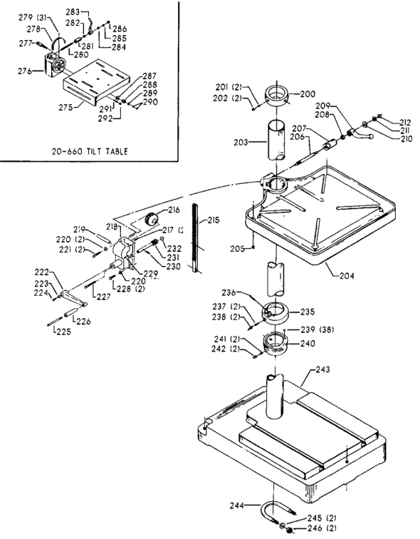 Delta 70-211 Type-1 Diagram and Parts List for 70-211 Type-1 Delta Drill Press