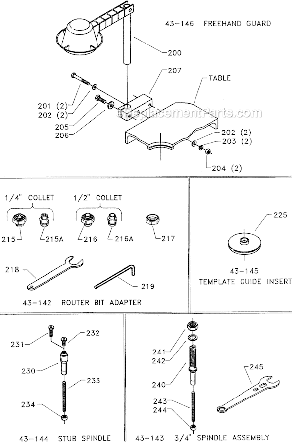 Page C Diagram and Parts List for 43-140 Type 1 Delta Shaper