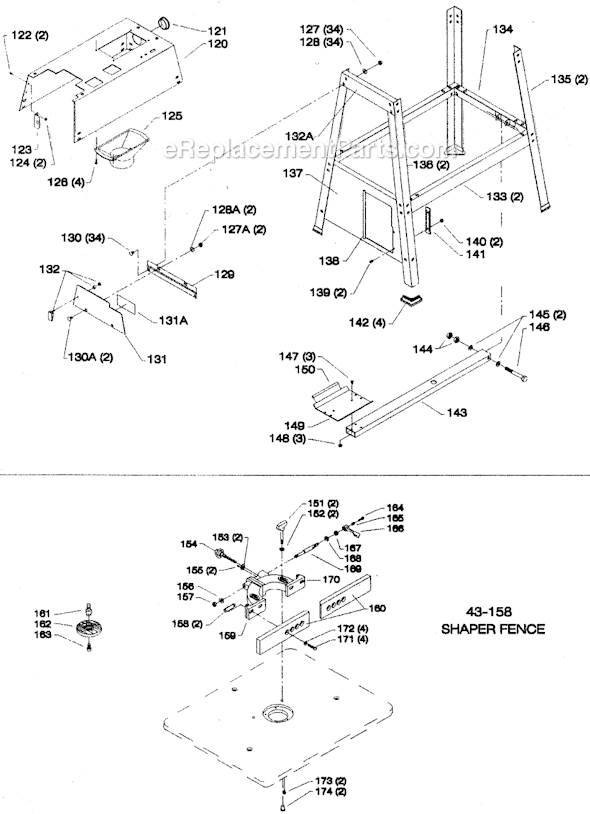 Page B Diagram and Parts List for 43-155 Type 1 Delta Router