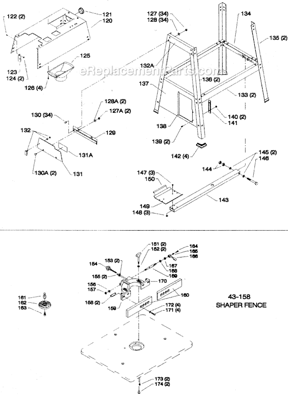 Page B Diagram and Parts List for 43-156 Type 1 Delta Router