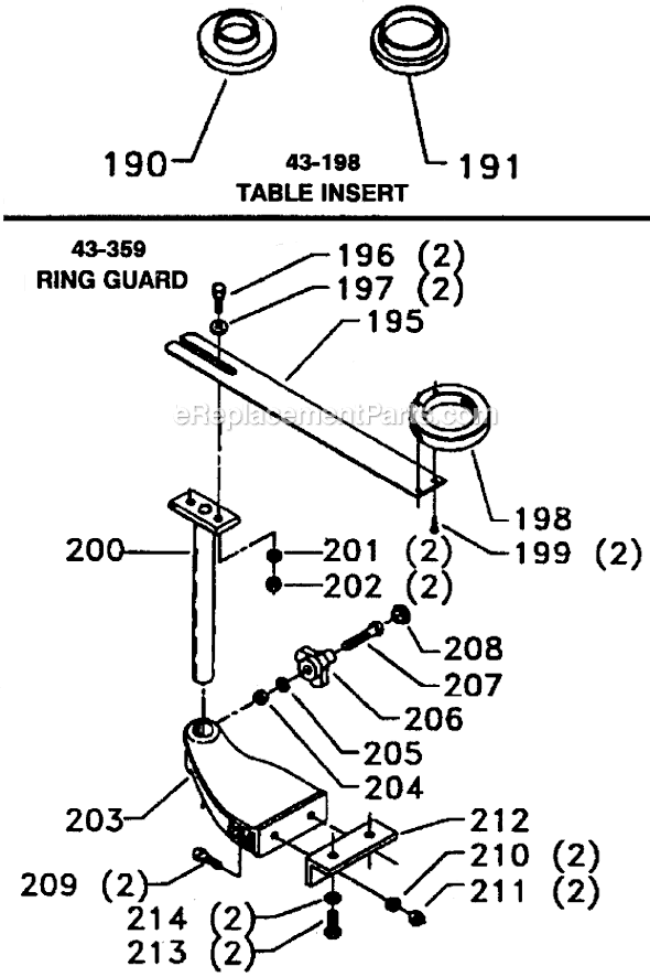 Page A Diagram and Parts List for 43-359 Type 1 Delta Shaper