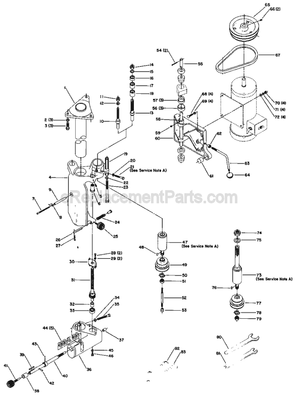 Page A Diagram and Parts List for 43-371 Type 1 Delta Shaper