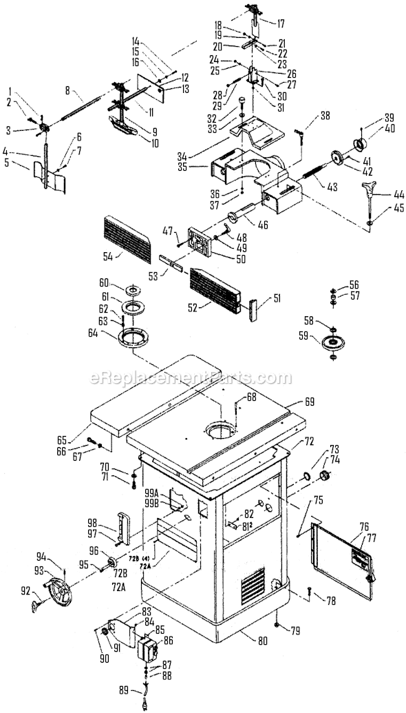 Page A Diagram and Parts List for 43-420 Type 1 Delta Shaper