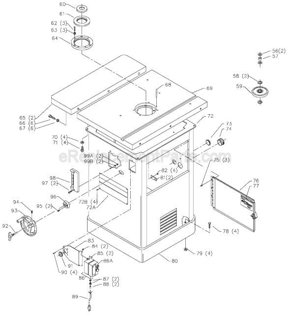 Page A Diagram and Parts List for 43-423 Type 1 Delta Shaper