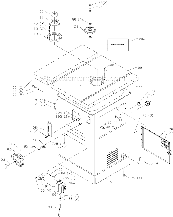 Page A Diagram and Parts List for 43-424 Type 1 Delta Shaper