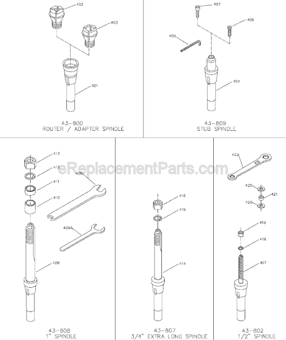 Page C Diagram and Parts List for 43-431X Type 1 Delta Shaper