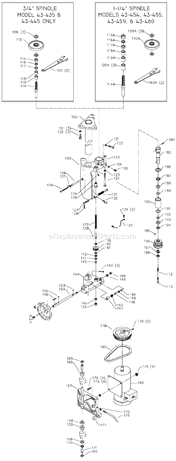Page B Diagram and Parts List for 43-445 Type 1 Delta Shaper