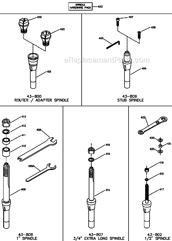 Page D Diagram and Parts List for 43-445 Type 1 Delta Shaper