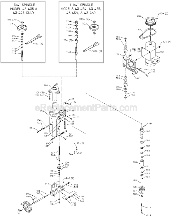 Page B Diagram and Parts List for 43-454 Type 1 Delta Shaper
