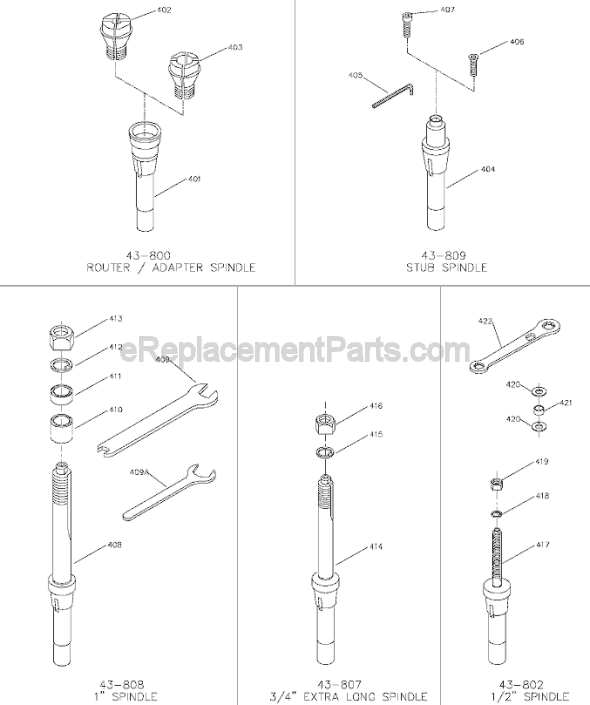 Page C Diagram and Parts List for 43-454 Type 1 Delta Shaper