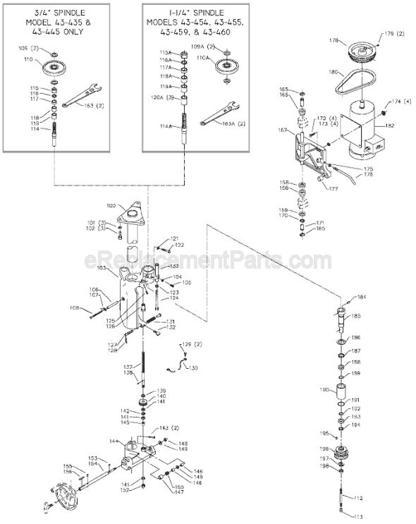 Page B Diagram and Parts List for 43-459 Type 1 Delta Shaper