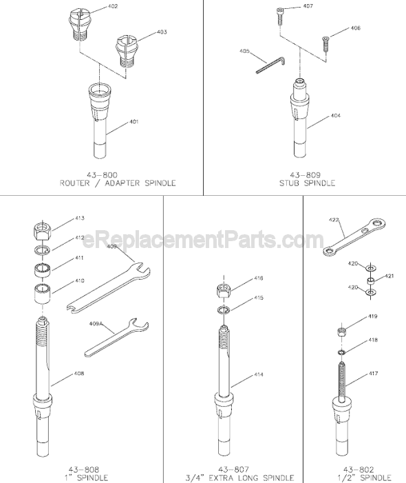 Page C Diagram and Parts List for 43-495X Type 1 Delta Shaper