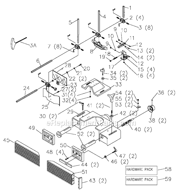 Page A Diagram and Parts List for 43-812X Type 1 Delta Table Saw Accessories