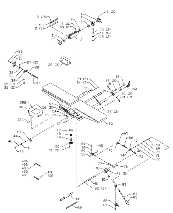 Delta 37-196 Diagram and Parts List for 37-196  Delta Planer Jointer