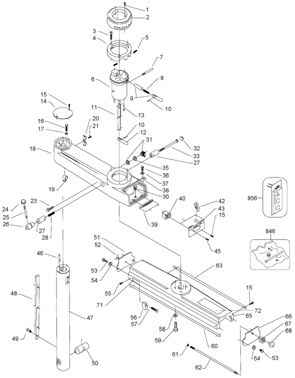 Delta 33-891-Bdk Type-1 Diagram and Parts List for 33-891-BDK Type-1 Delta Saw