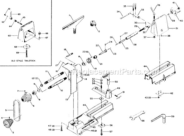 Page A Diagram and Parts List for 46-150 Type 1 Delta Lathe