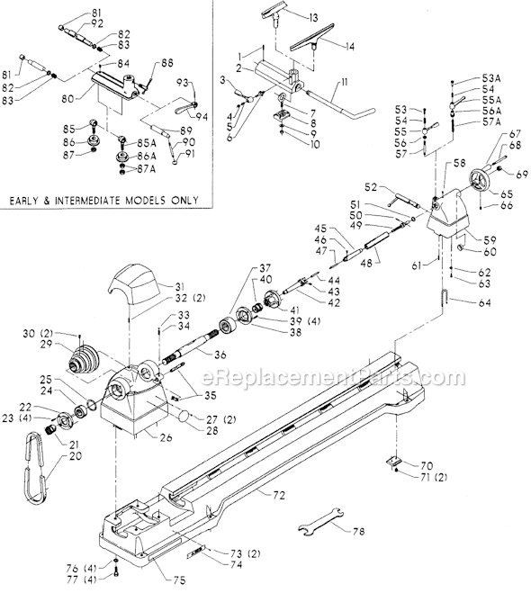 Page A Diagram and Parts List for 46-223 Type 1 Delta Lathe