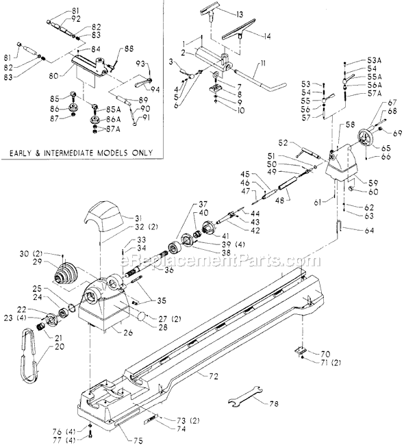 Page A Diagram and Parts List for 46-225 Type 1 Delta Lathe