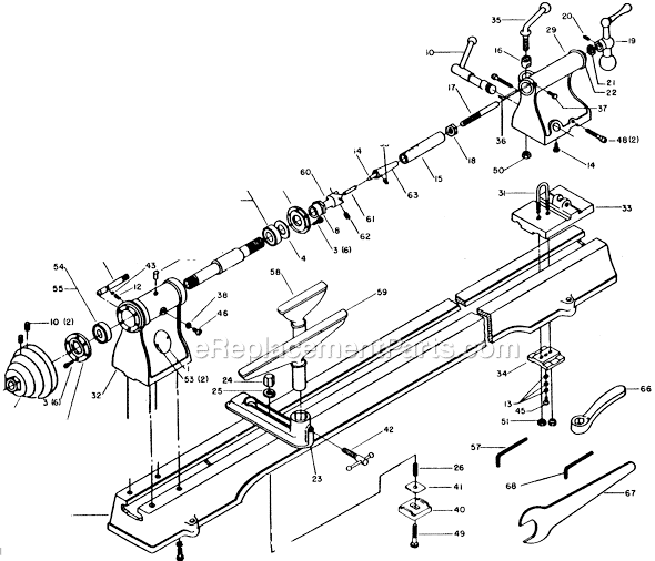 Page A Diagram and Parts List for 46-230 Type 1 Delta Lathe