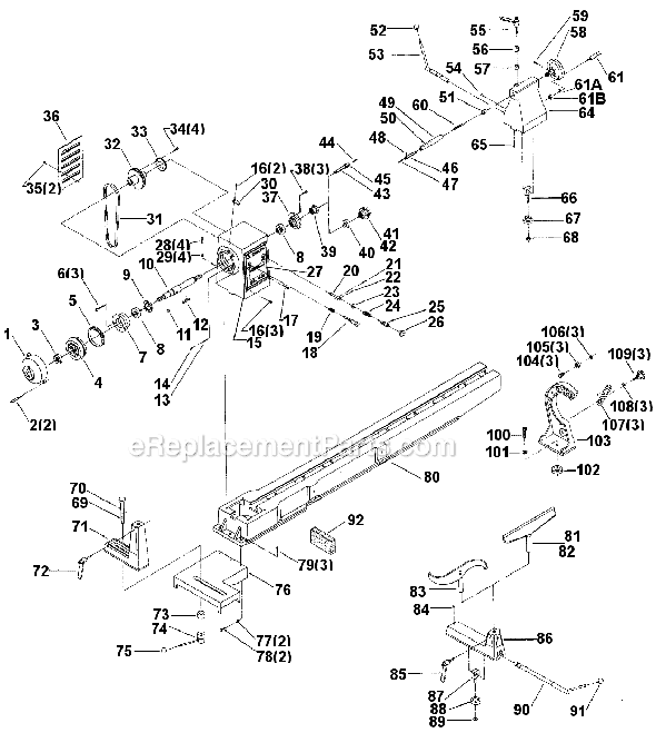 Page A Diagram and Parts List for 46-400 Type 2 Delta Lathe