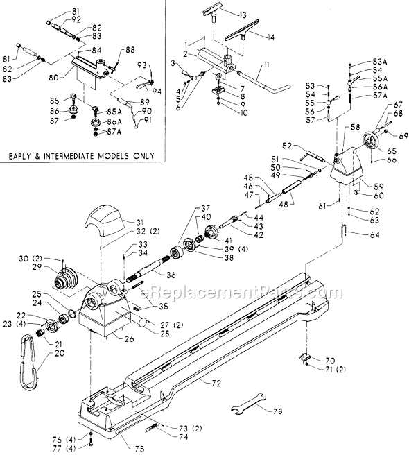 Page A Diagram and Parts List for 46-541 Type 1 Delta Lathe