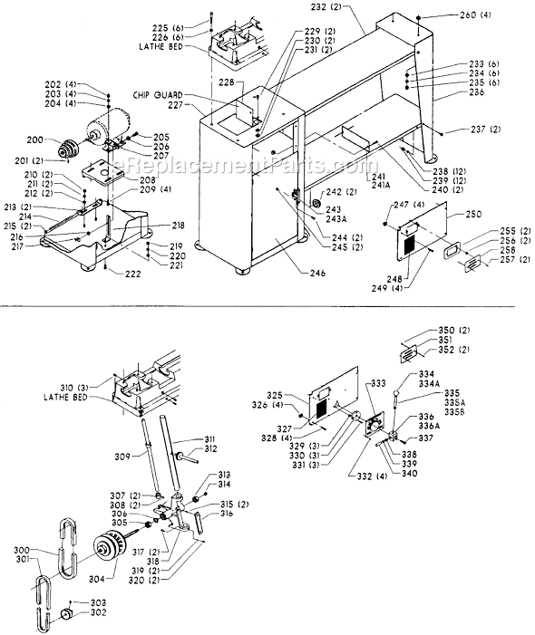 Page B Diagram and Parts List for 46-541 Type 1 Delta Lathe