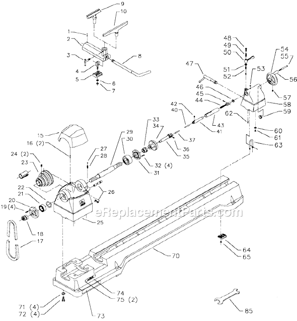 Page A Diagram and Parts List for 46-543 Type 2 Delta Lathe