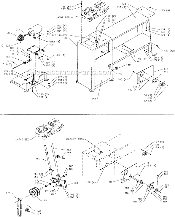 Page B Diagram and Parts List for 46-547 Type 2 Delta Lathe