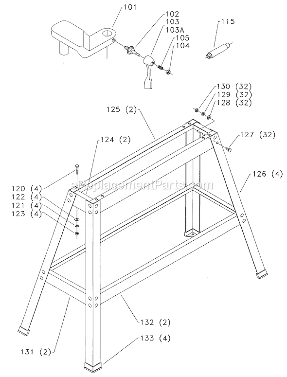 Page B Diagram and Parts List for 46-700 Type 1 Delta Lathe