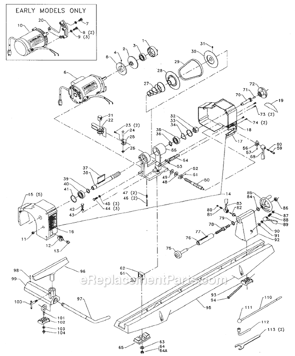 Page A Diagram and Parts List for 46-700 Type 2 Delta Lathe