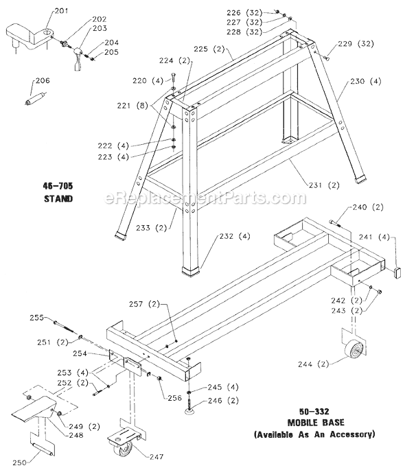 Page B Diagram and Parts List for 46-700 Type 2 Delta Lathe