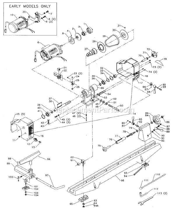 Page A Diagram and Parts List for 46-701 Type 2 Delta Lathe