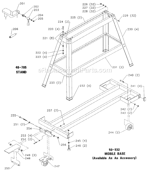 Page B Diagram and Parts List for 46-701 Type 2 Delta Lathe