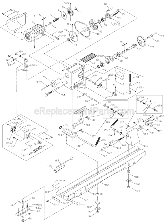 Page A Diagram and Parts List for 46-715 Type 1 Delta Lathe