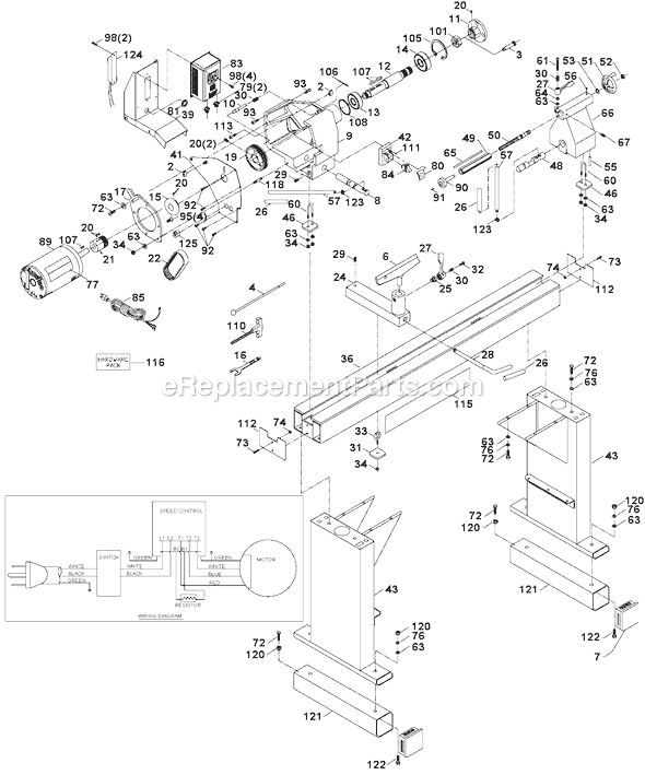 Page A Diagram and Parts List for 46-756 Type 1 Delta Lathe
