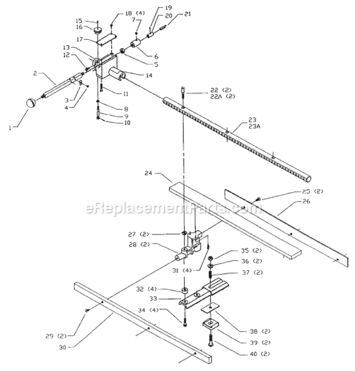 Page A Diagram and Parts List for 46-840 Type 1 Delta Table Saw Accessories