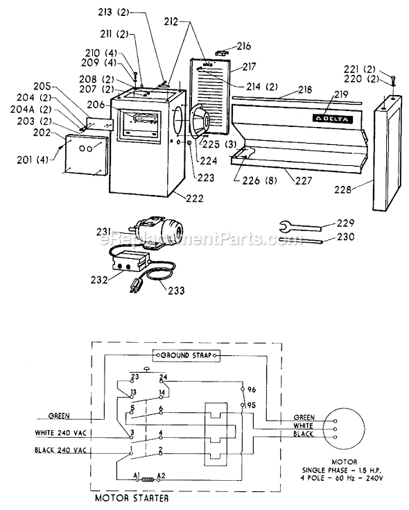 Page C Diagram and Parts List for 46-859 Type 1 Delta Lathe