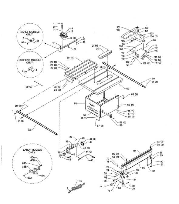 Delta Cs4l4 Diagram and Parts List for CS4L4  Delta Saw